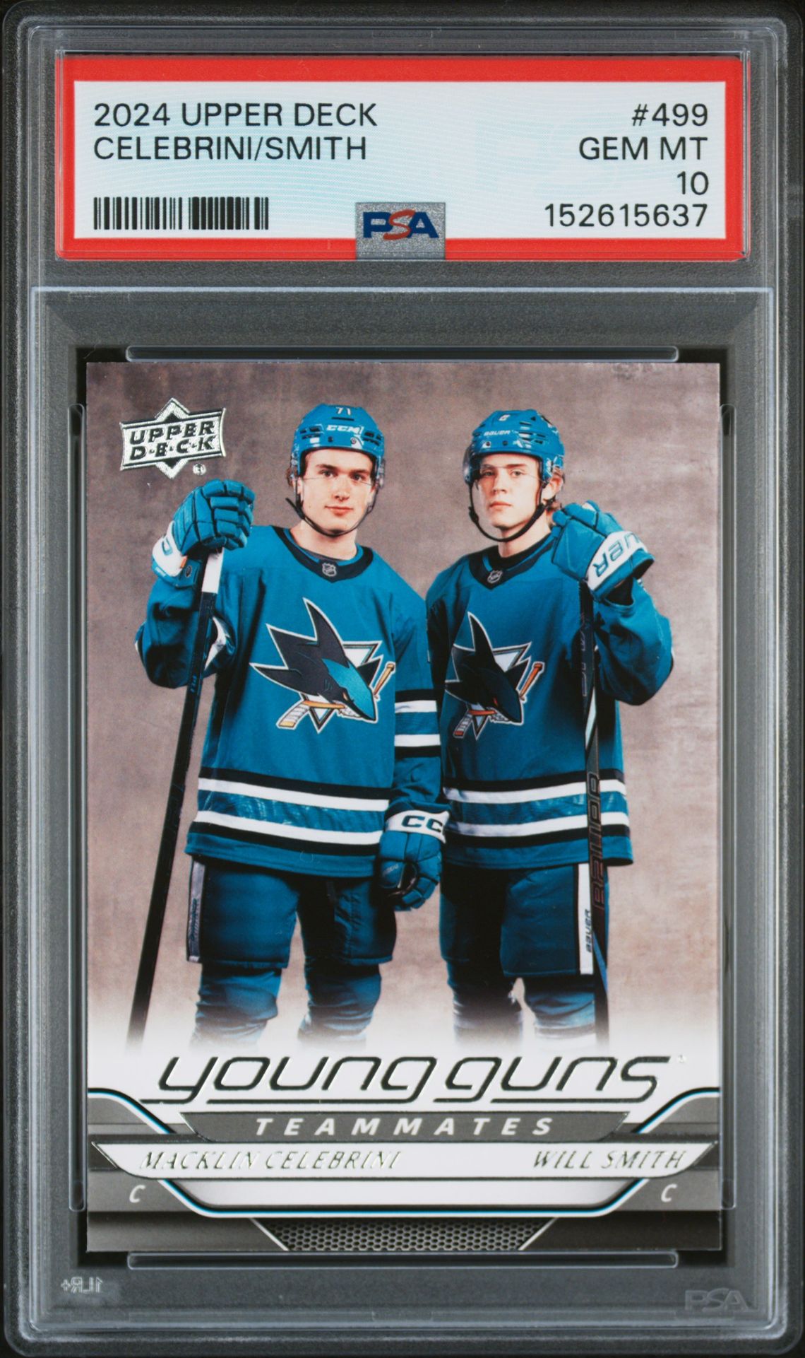 2024 Upper Deck UPPER DECK CLEAR CUT #499 Celebrini/Smith front
