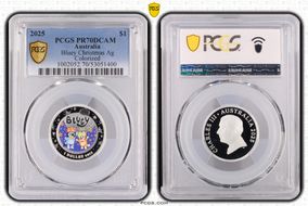 2025 $1 Bluey Christmas Colorized Ag PR70DCAM