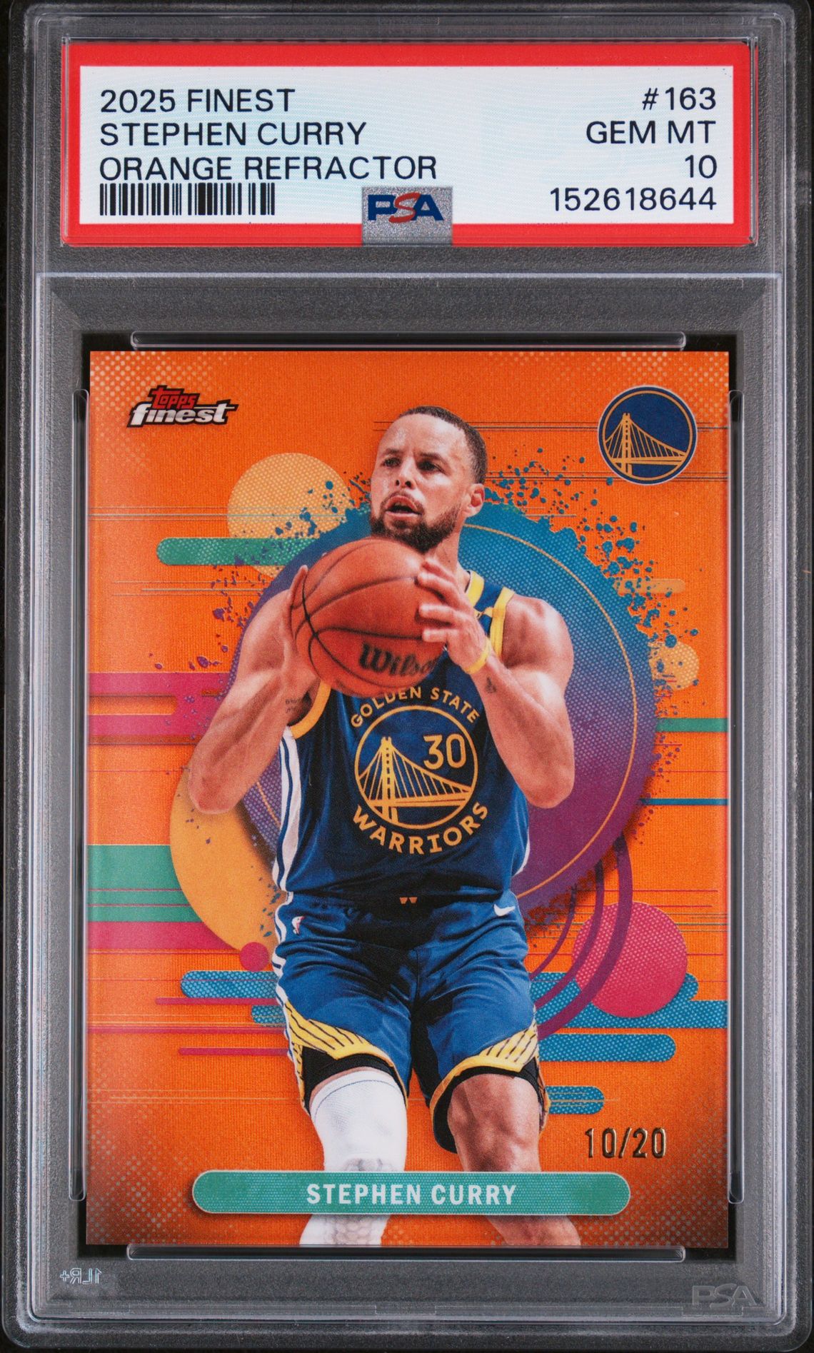 2025 Finest Topps Finest Bluerefractor Blue Refractor #163 Stephen Curry front