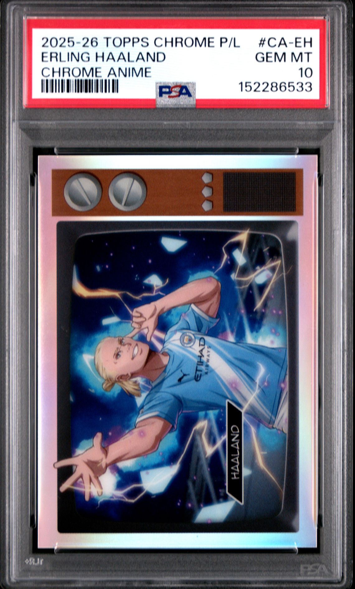 2025-2026 Topps Chrome TOPPS CHROME PREMIER LEAGUE CHROME ANIME #EH Erling Haaland front