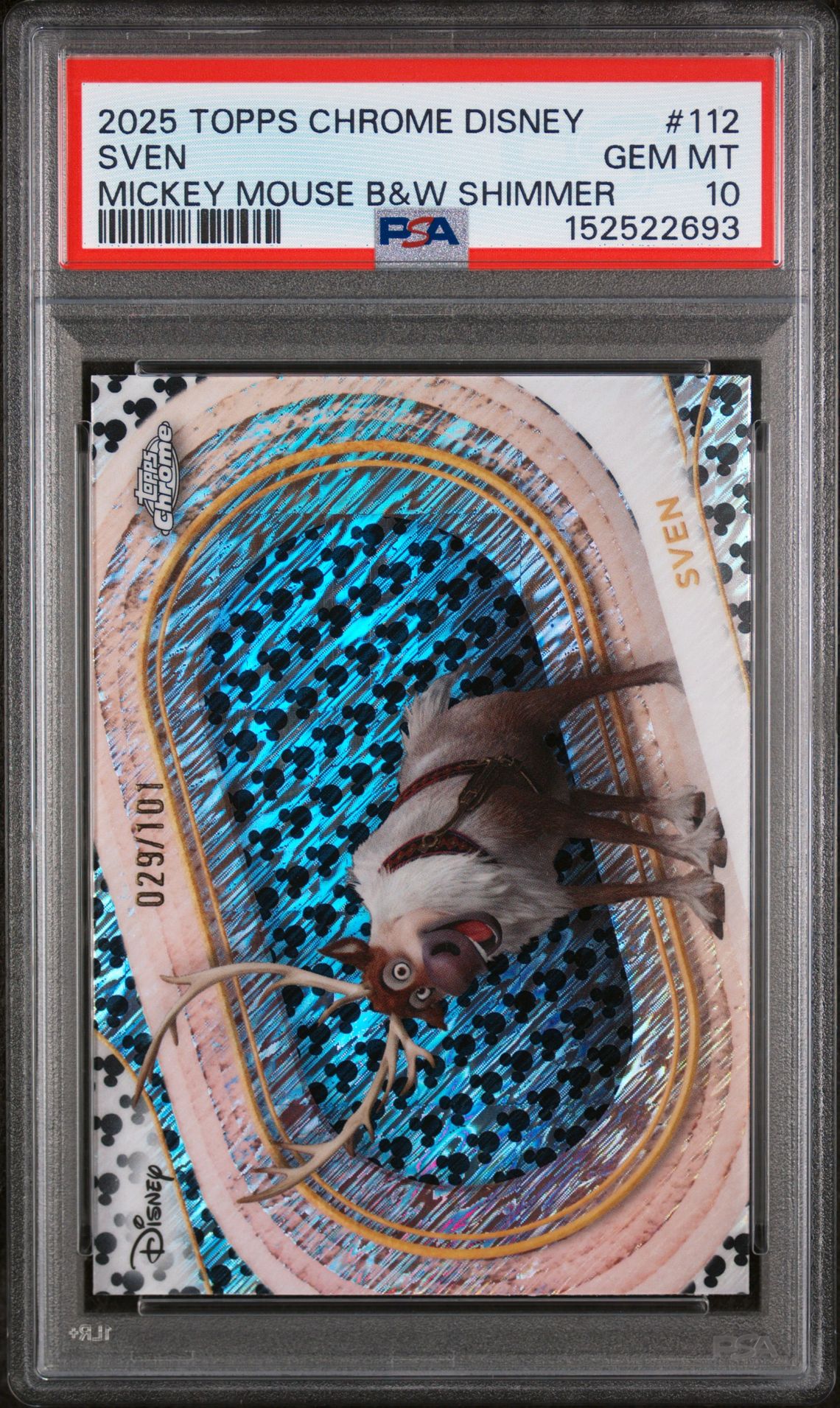 2025 Topps Chrome TOPPS CHROME DISNEY MICKEY MOUSE B&W SHIMMER #112 Sven front