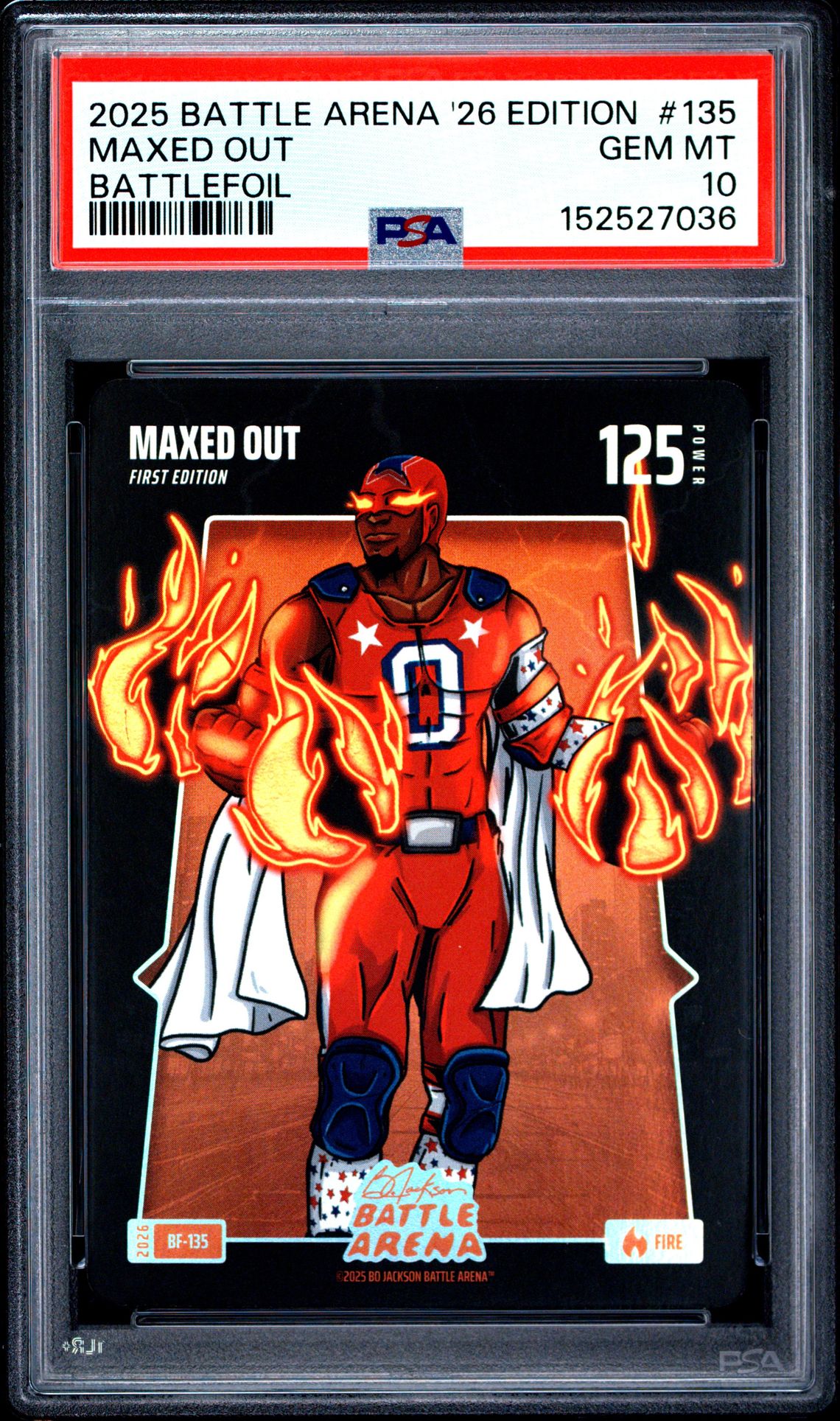 2025 Bo Jackson Battle Arena 2026 Edition Battlefoil Maxed Out #135 Gem Mt 10 front view - PSA graded GEM MT 10