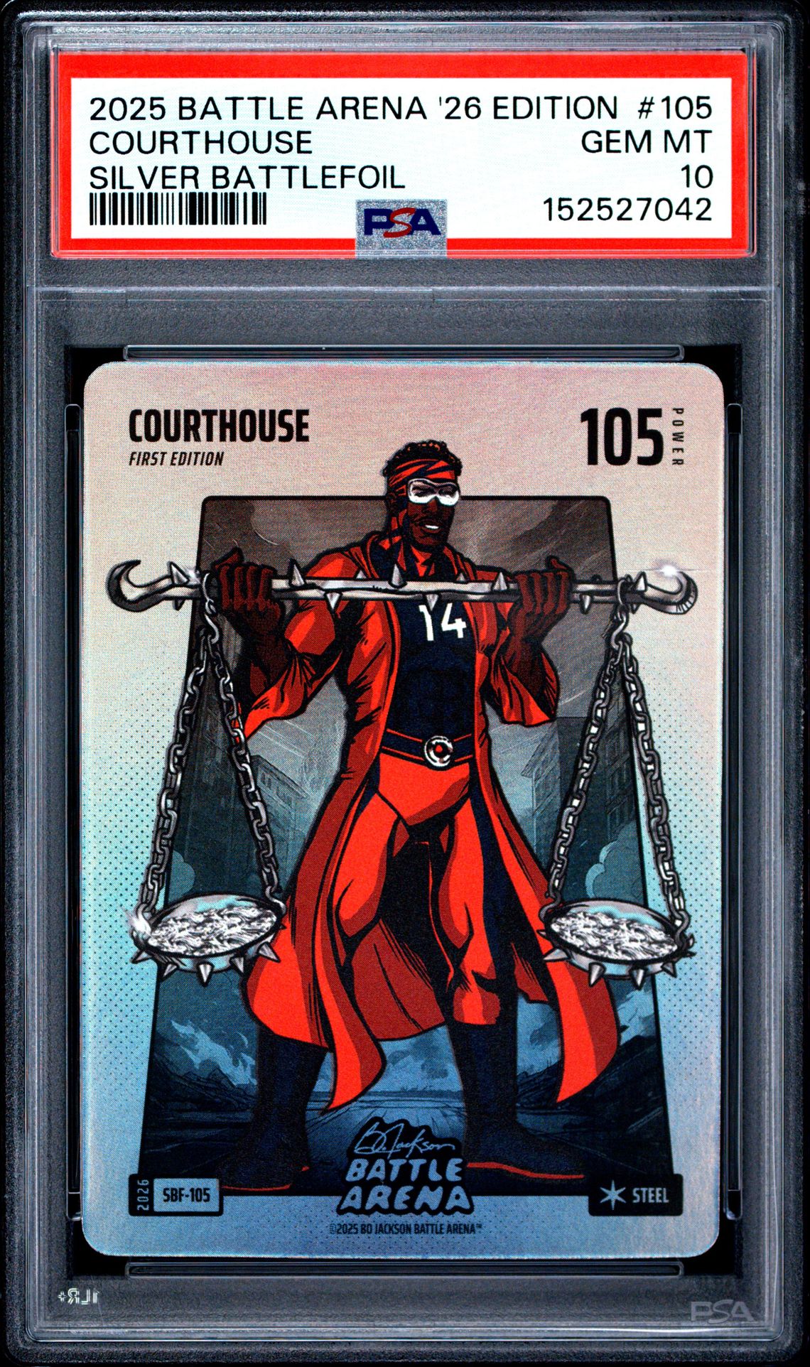 2025 Bo Jackson Battle Arena 2026 Edition Silver Battlefoil Courthouse #105 Gem Mt 10 front