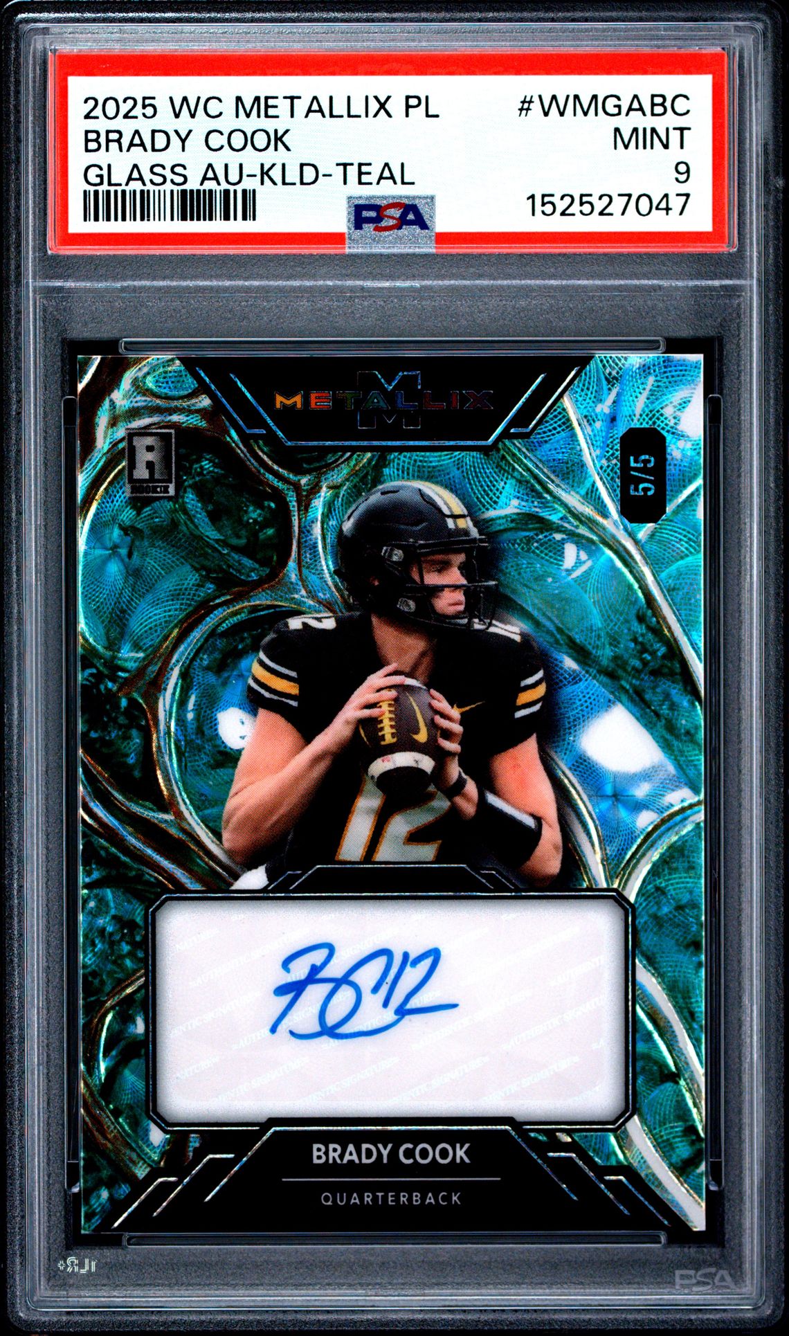 2025 Wild Card Metallix Pro-Look Hobby Glass Autographs Brady Cook #Wmgabc (Glass Au-Kld-Teal) Mint 9 front