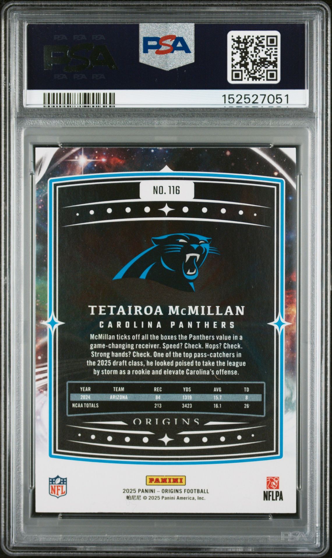 2025 Panini Origins Tetairoa Mcmillan #116 Nm-Mt 8 back