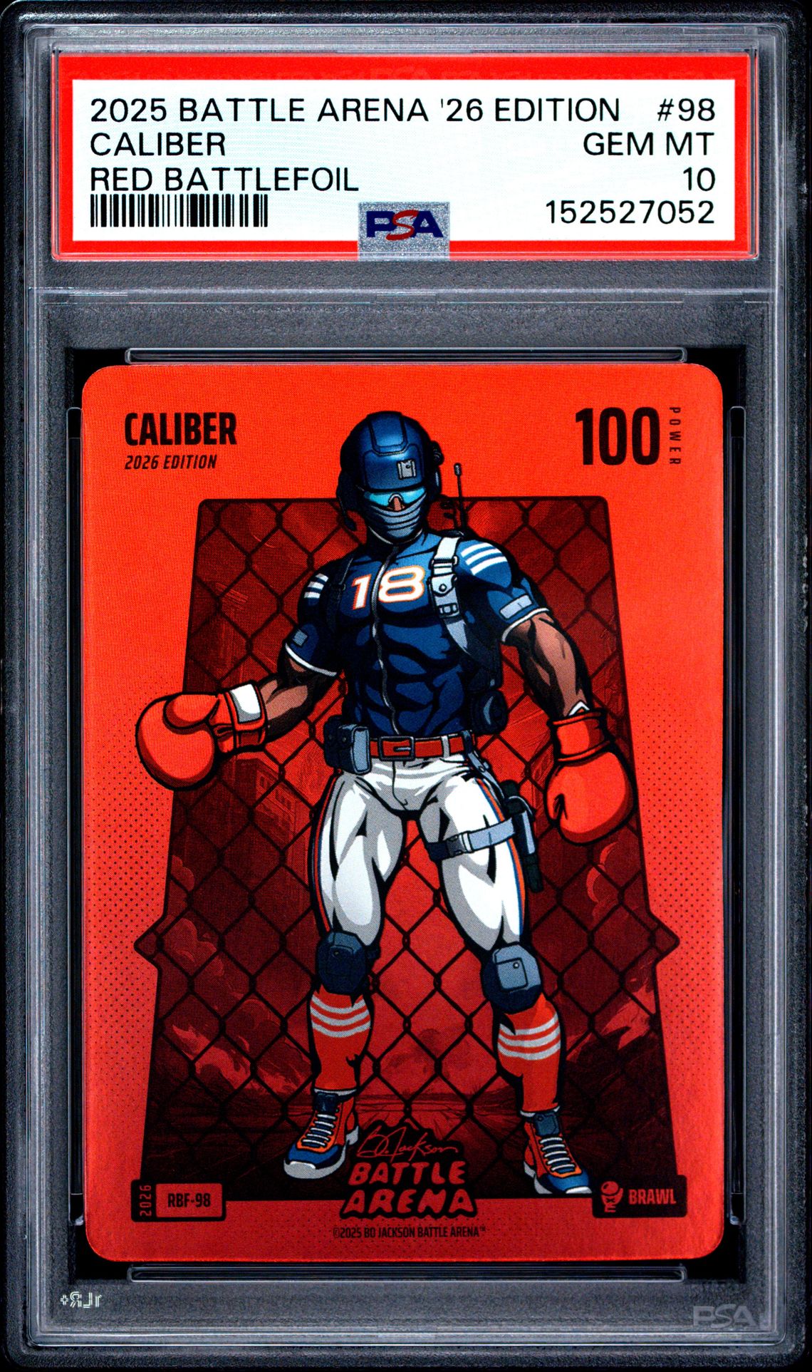 2025 Bo Jackson Battle Arena 2026 Edition Red Battlefoil Caliber #98 Gem Mt 10 front