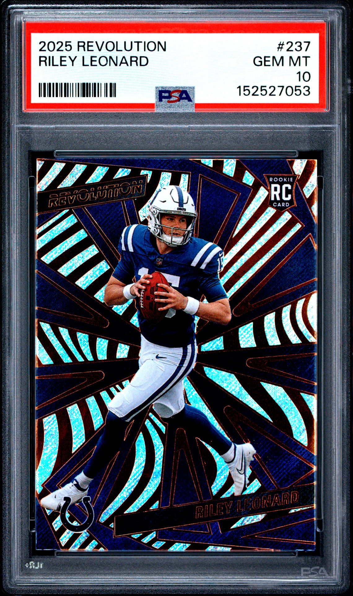2025 Panini Revolution Riley Leonard #237 Gem Mt 10 front view - PSA graded GEM MT 10
