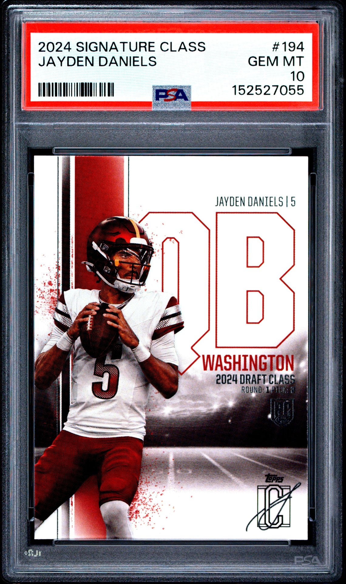 2024 Topps Signature Class Jayden Daniels #194 Gem Mt 10 front view - PSA graded GEM MT 10