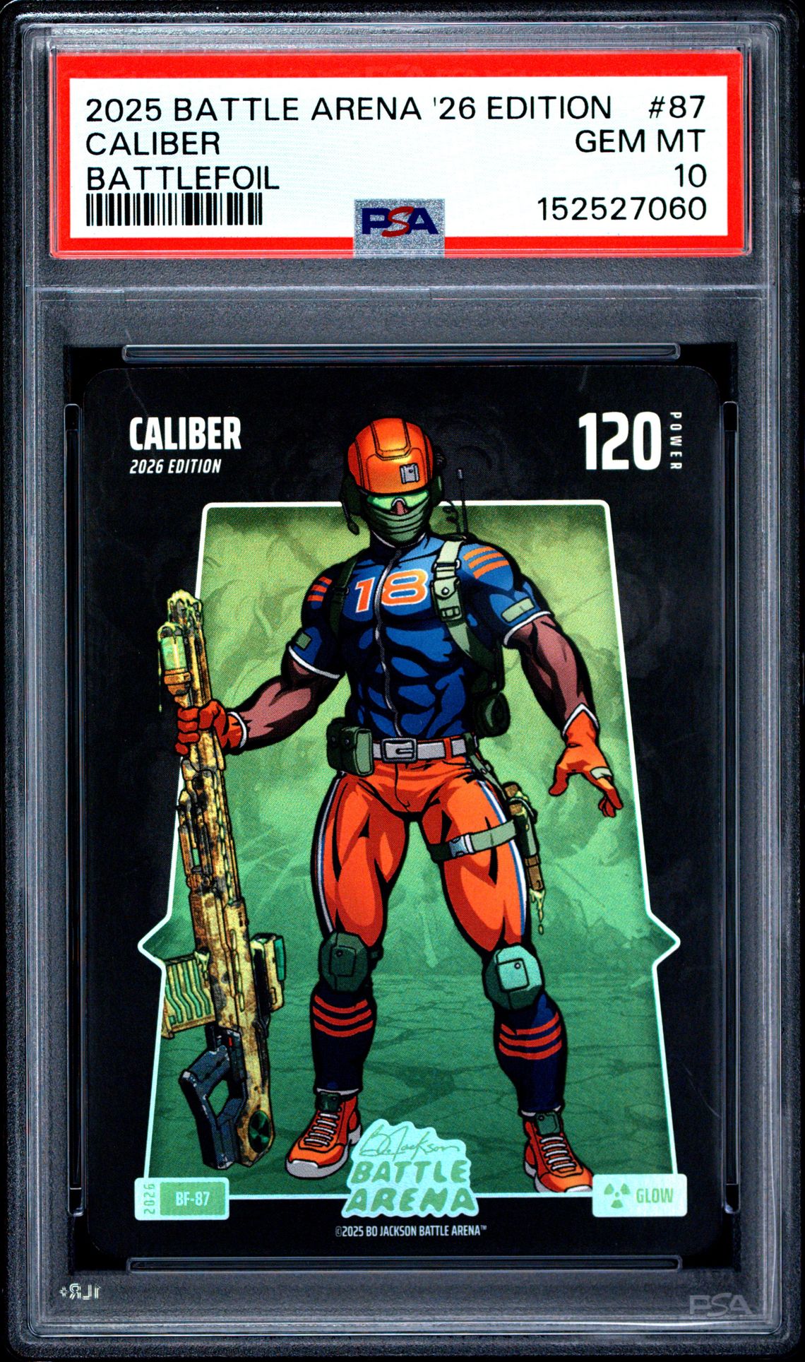 2025 Bo Jackson Battle Arena 2026 Edition Battlefoil Caliber #87 Gem Mt 10 front view - PSA graded GEM MT 10