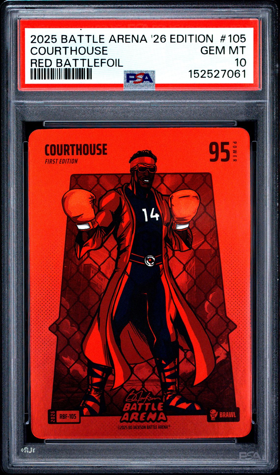 2025 Bo Jackson Battle Arena 2026 Edition Red Battlefoil Courthouse #105 Gem Mt 10 front view - PSA graded GEM MT 10