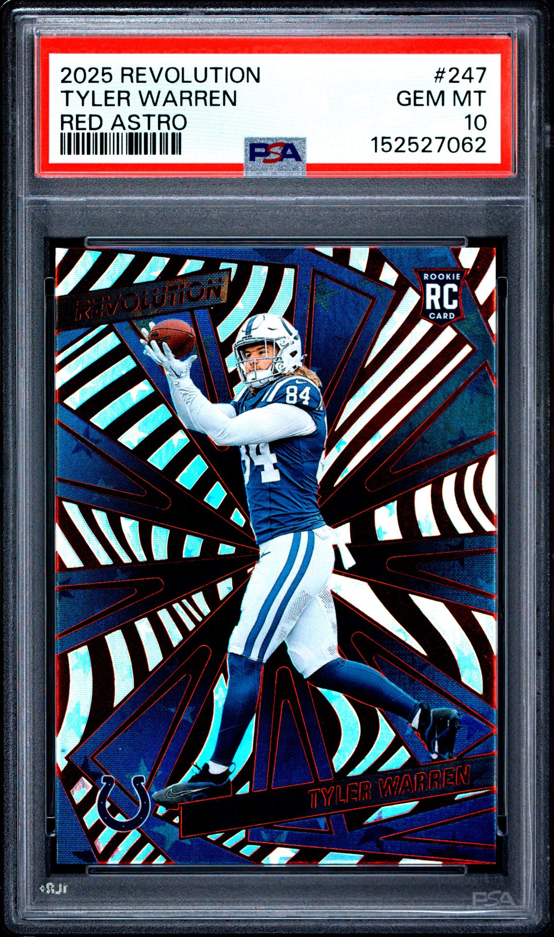 2025 Panini Revolution Tyler Warren #247 (Red Astro) Gem Mt 10 front view - PSA graded GEM MT 10