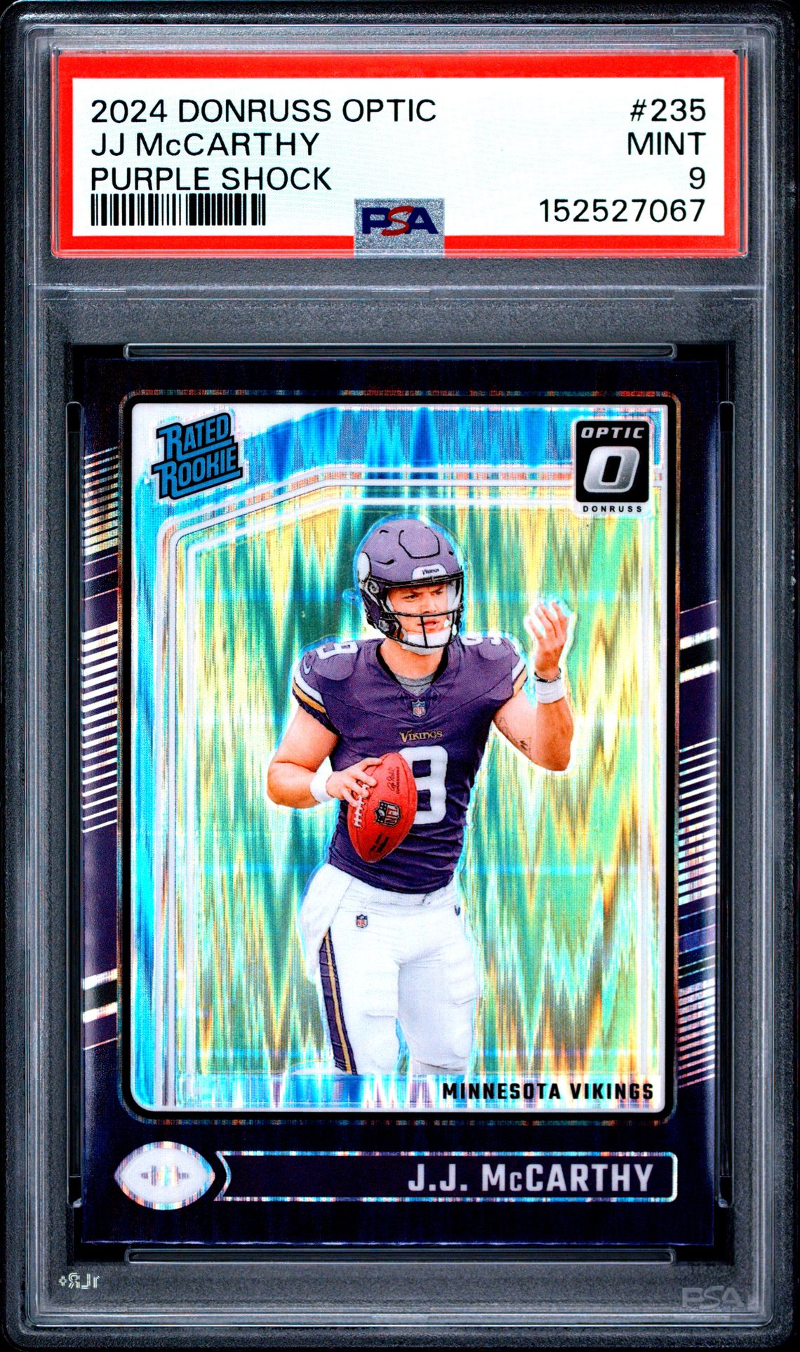 2024 Panini Donruss Optic Jj Mccarthy #235 (Purple Shock) Mint 9 front