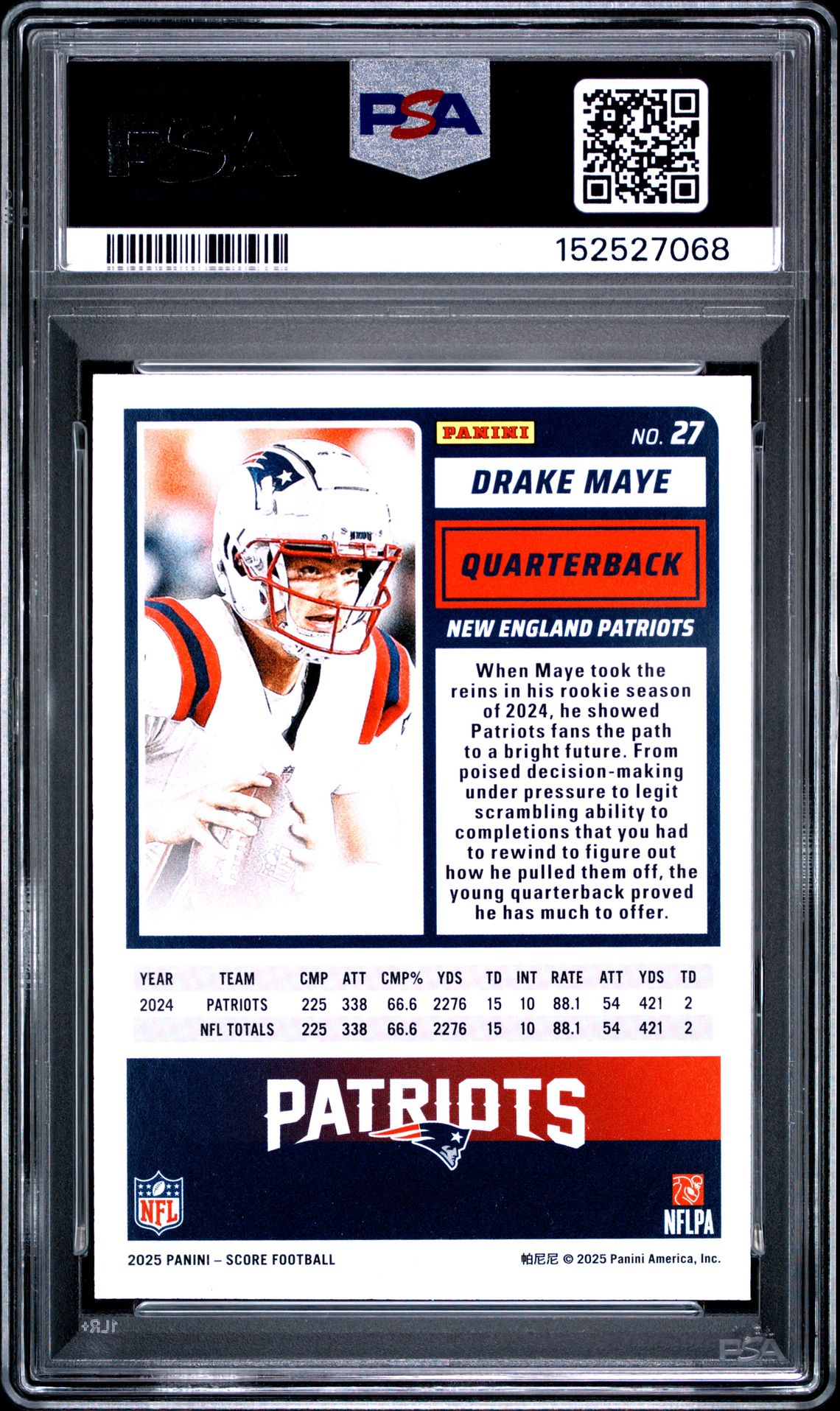 2025 Panini Score Drake Maye #27 (Circular) Mint 9 back