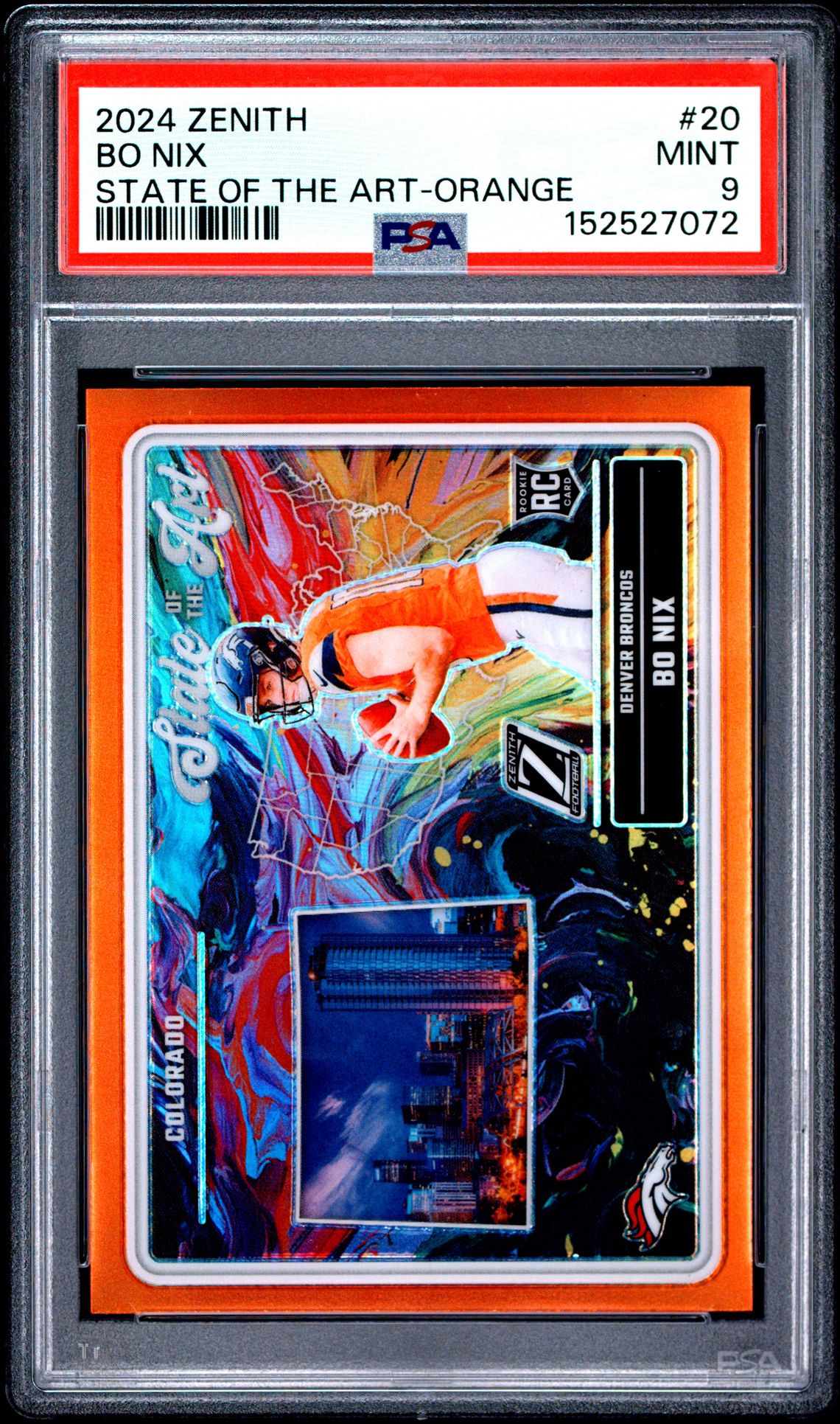 2024 Panini Zenith State Of The Art Bo Nix #20 (State Of The Art-Orange) Mint 9 front