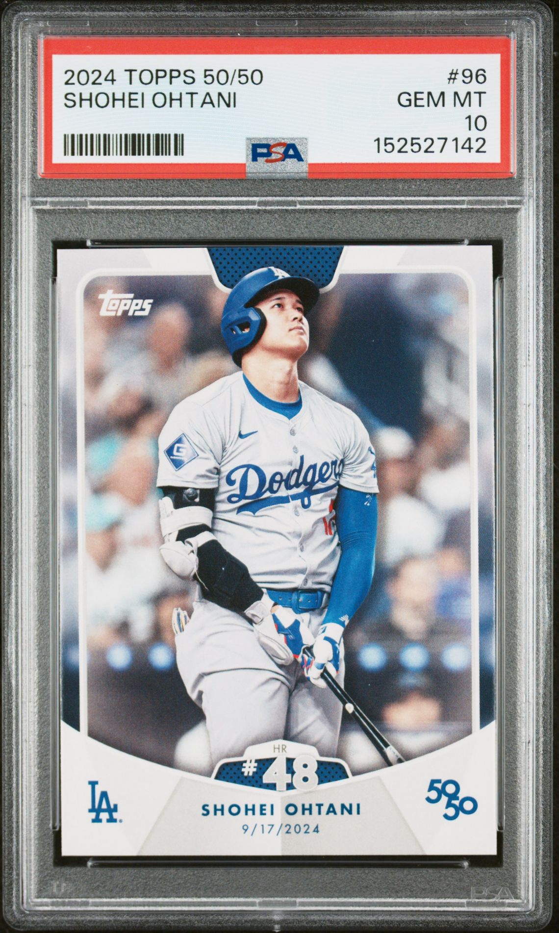 2024 Topps 50/50 Shohei Ohtani Shohei Ohtani #96 Gem Mt 10 front view - PSA graded GEM MT 10