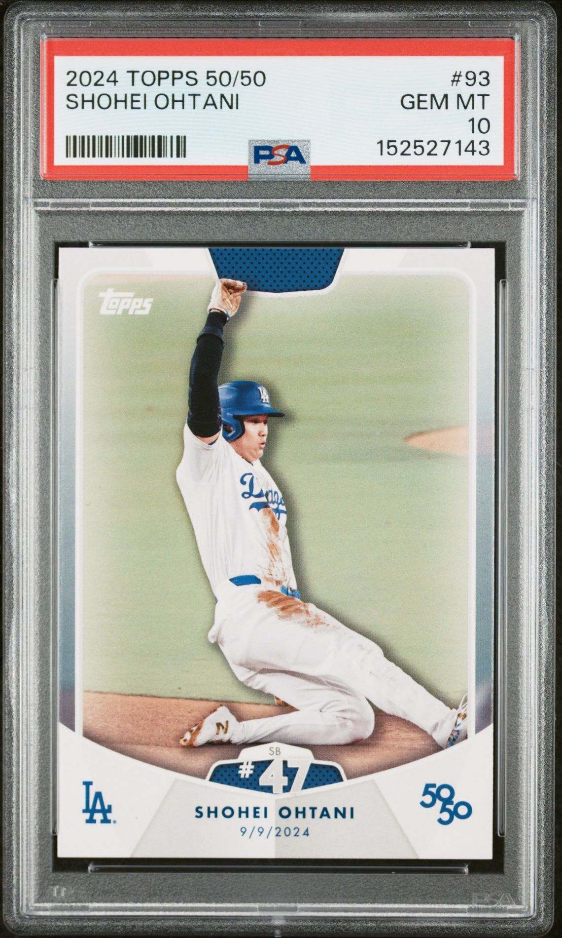 2024 Topps 50/50 Shohei Ohtani Shohei Ohtani #93 Gem Mt 10 front view - PSA graded GEM MT 10