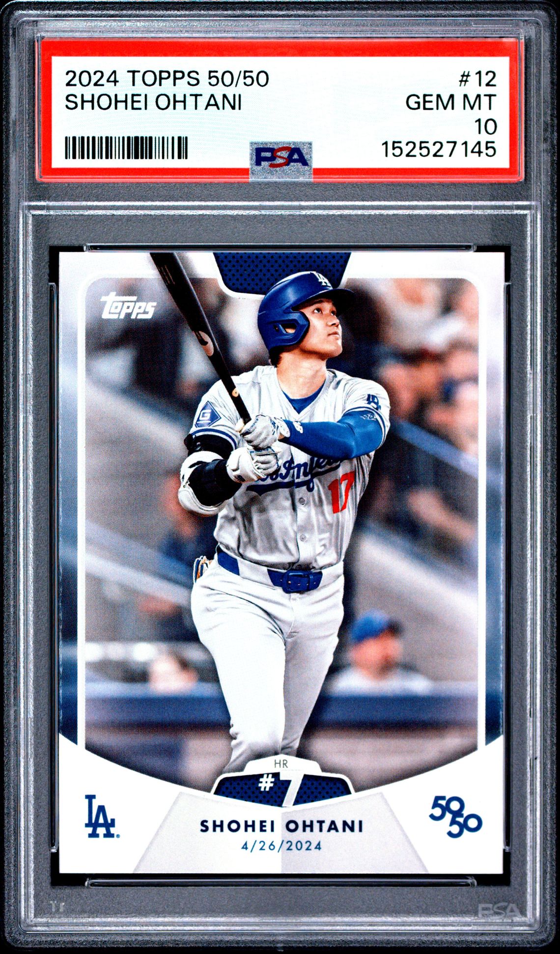 2024 Topps 50/50 Shohei Ohtani Shohei Ohtani #12 Gem Mt 10 front view - PSA graded GEM MT 10