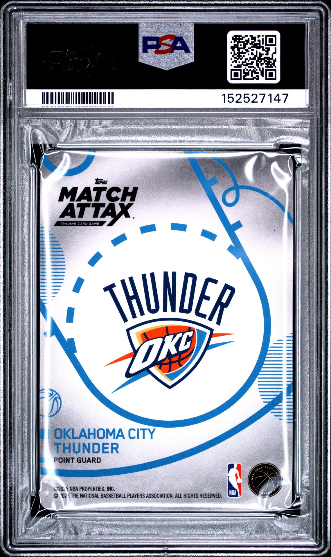 2025 Topps Match Attax 100 Club Shai Gilgeous-Alexander #Sg Gem Mt 10 back view - PSA certificate #152527147