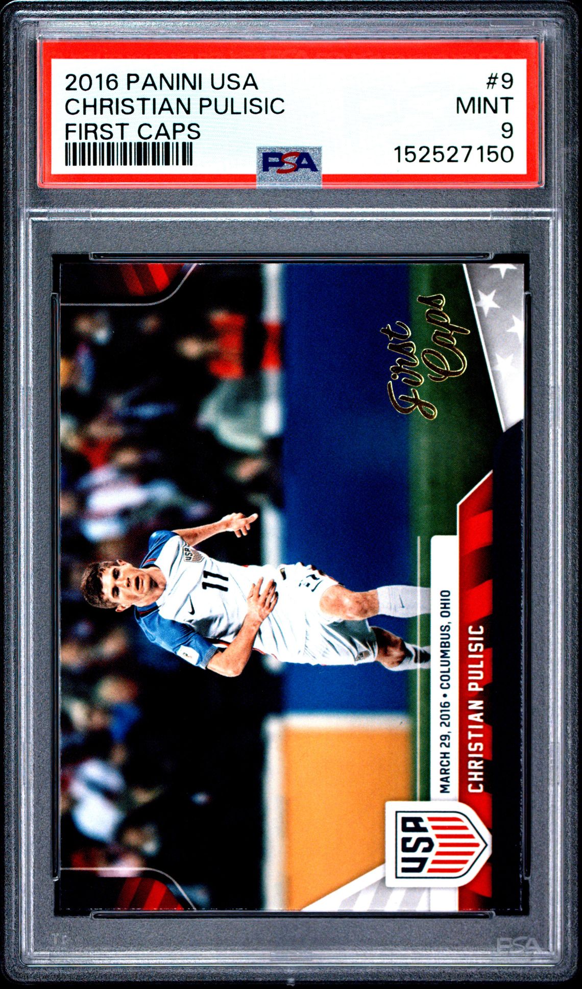 2016 Panini Usa First Caps Christian Pulisic #9 (First Caps) Mint 9 front