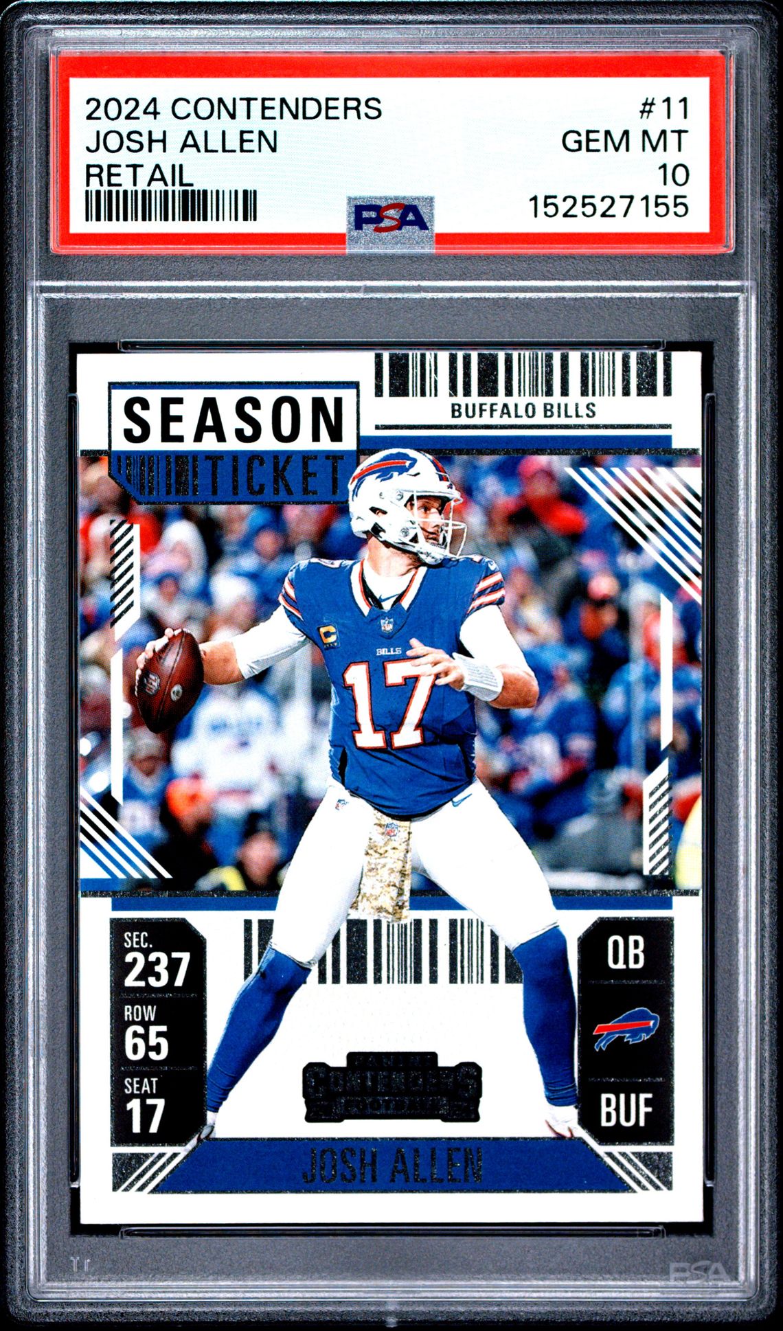 2024 PANINI CONTENDERS JOSH ALLEN RETAIL 11 GEM MT 10 front