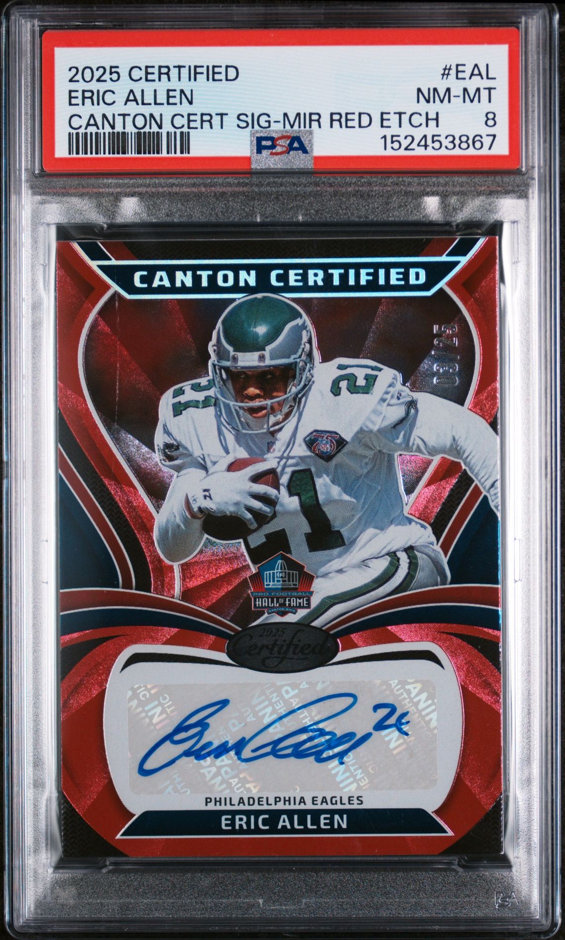 2025 Panini PANINI CERTIFIED CANTON CERTIFIED SIGNATURES Mirror Red Etch Eric Allen front