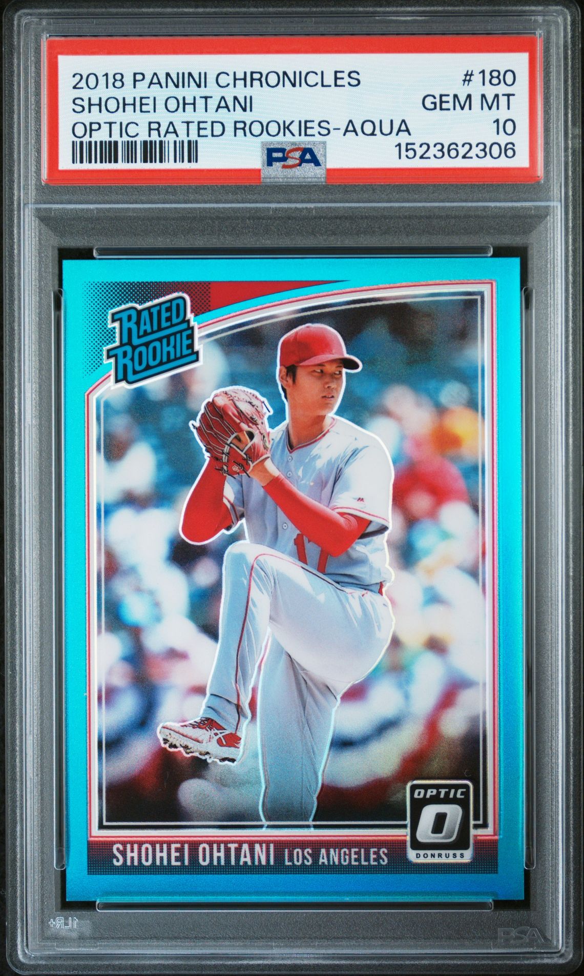 2018 Panini PANINI CHRONICLES DONRUSS OPTIC RATED ROOKIES OPTIC RATED ROOKIES-AQUA #180 Shohei Ohtani front