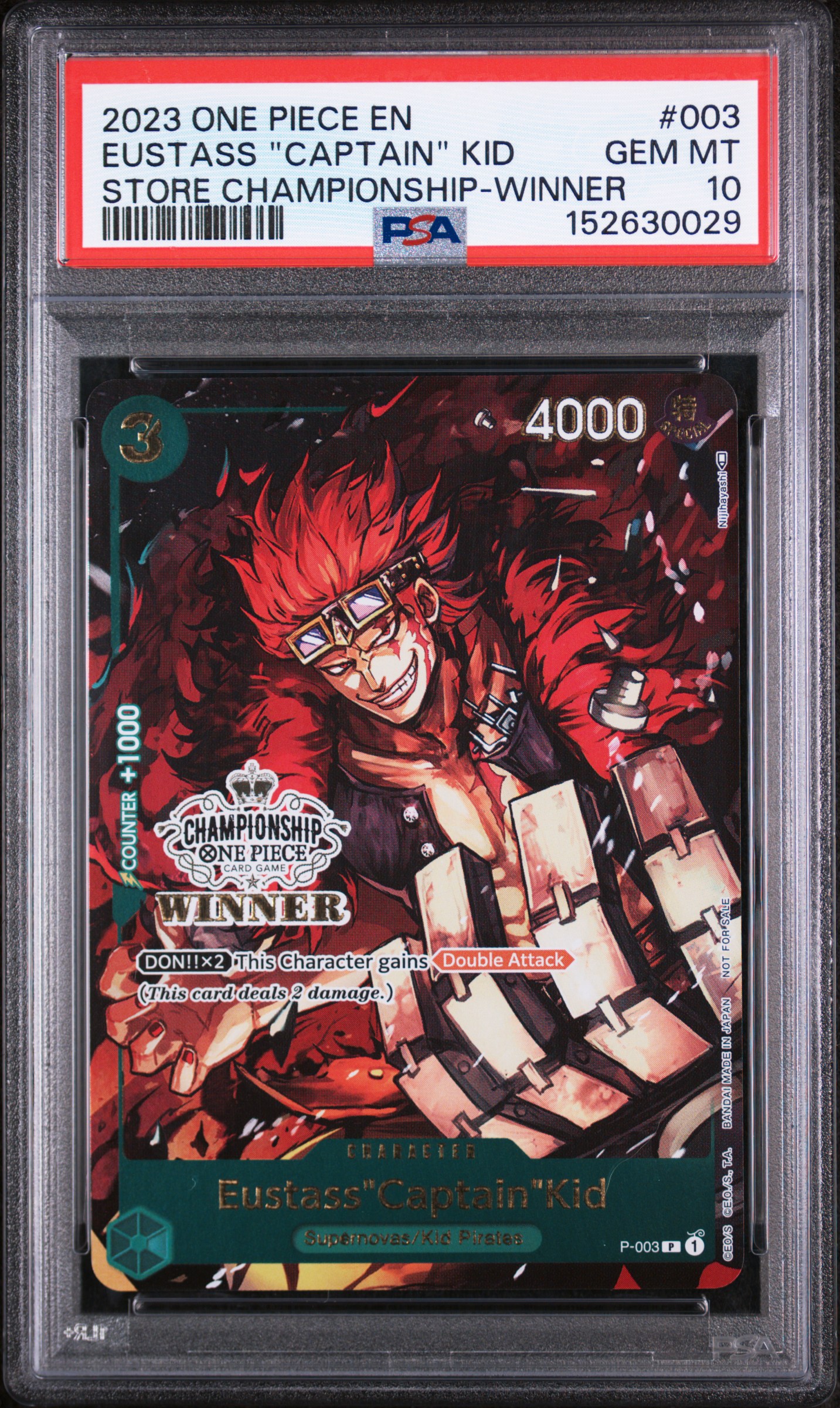 2023 #003 Eustass "Captain" Kid PSA 10 One Piece Promos