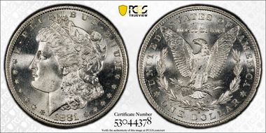 1881-S $1 MS67+