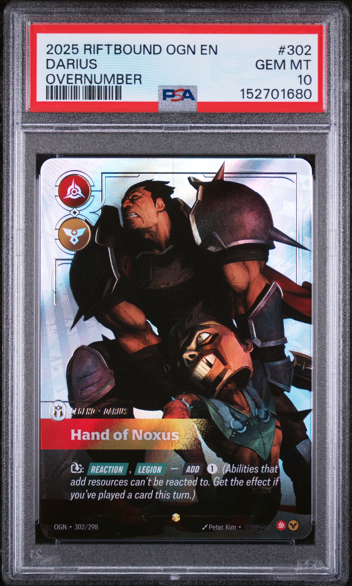 2025 #302 Darius - Hand of Noxus PSA 10 Riftbound: League of Legends Ogn-Origins
