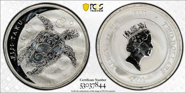 2011 $2 Hawksbill Turtle MS66