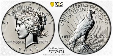 2025-S $1 Peace Dollar Rev PR Two-Coin Reverse Proof Set PR69