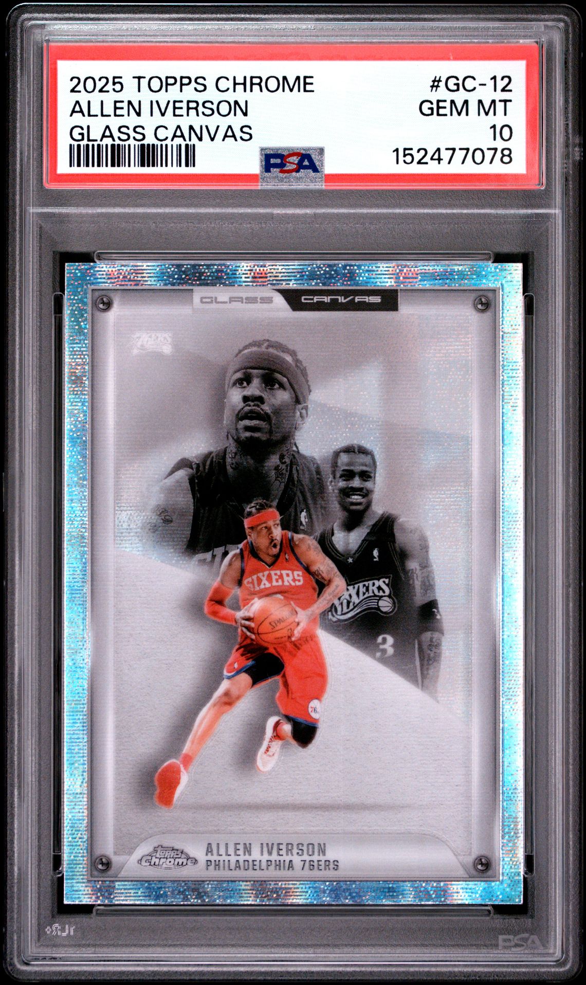 2025 Topps Chrome Glass Canvas Allen Iverson #Gc-12 Gem Mt 10 front