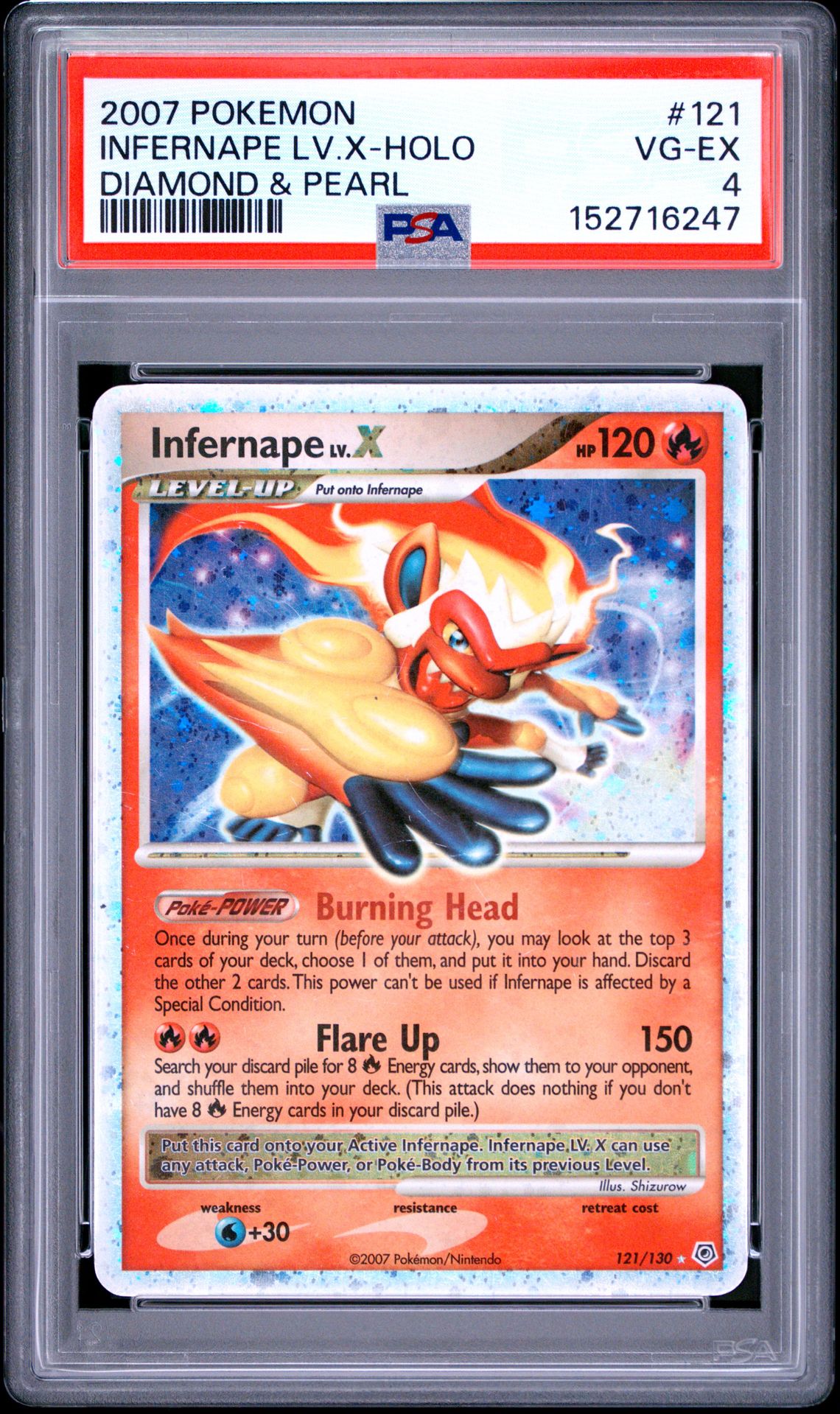 2007 Pokemon Diamond & Pearl #121 Infernape Lv.X-Holo front
