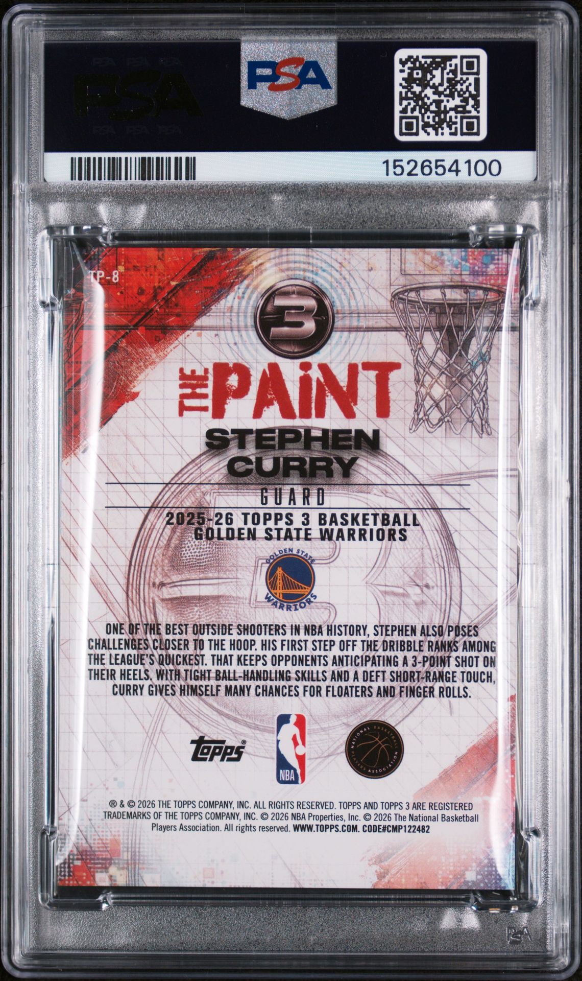 2025 Topps Three The Paint Stephen Curry #Tp-8 Mint 9 back
