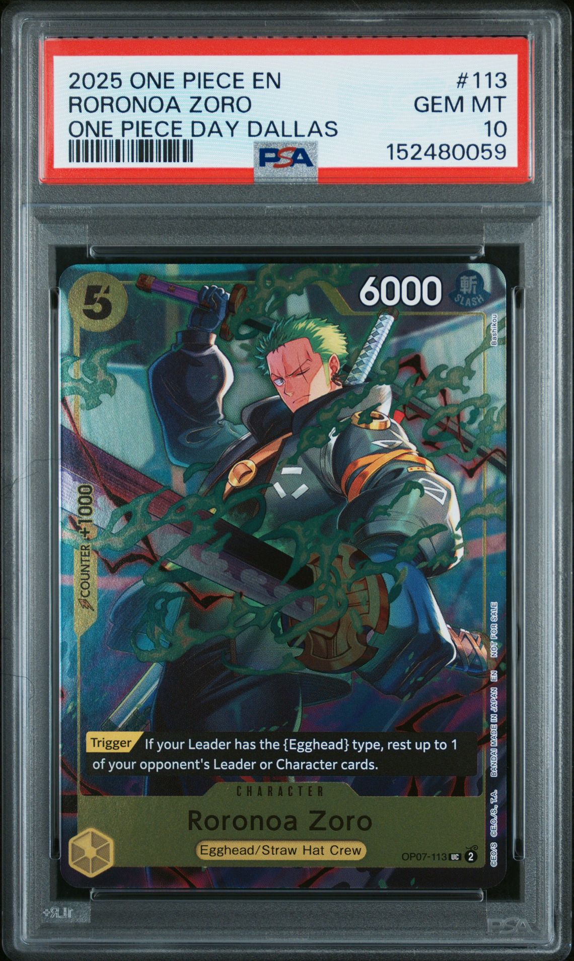 2025 One Piece ONE PIECE PROMOS ONE PIECE DAY DALLAS #113 Roronoa Zoro front