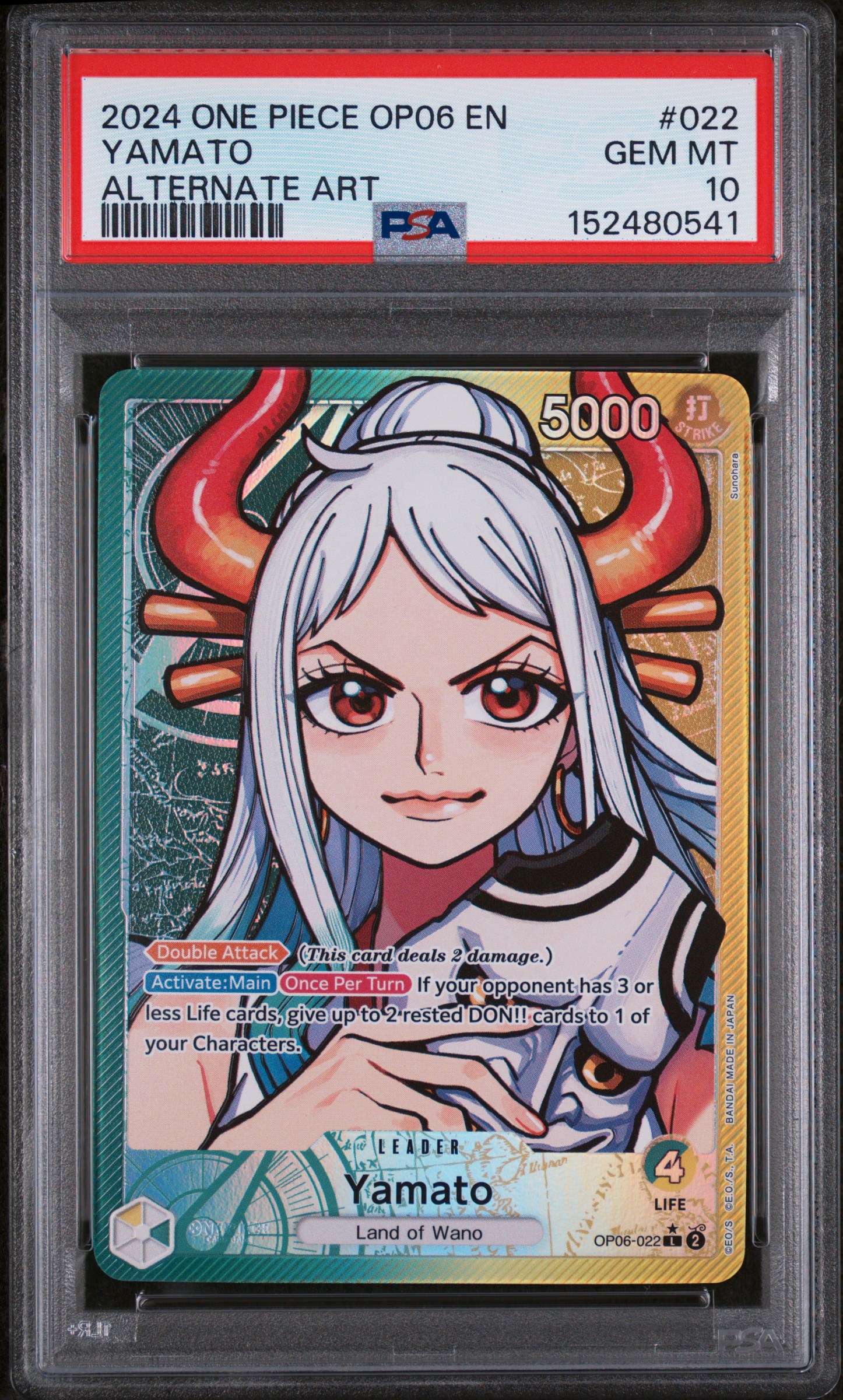 2024 #022 Yamato PSA 10 One Piece OP06-Wings of the Captain