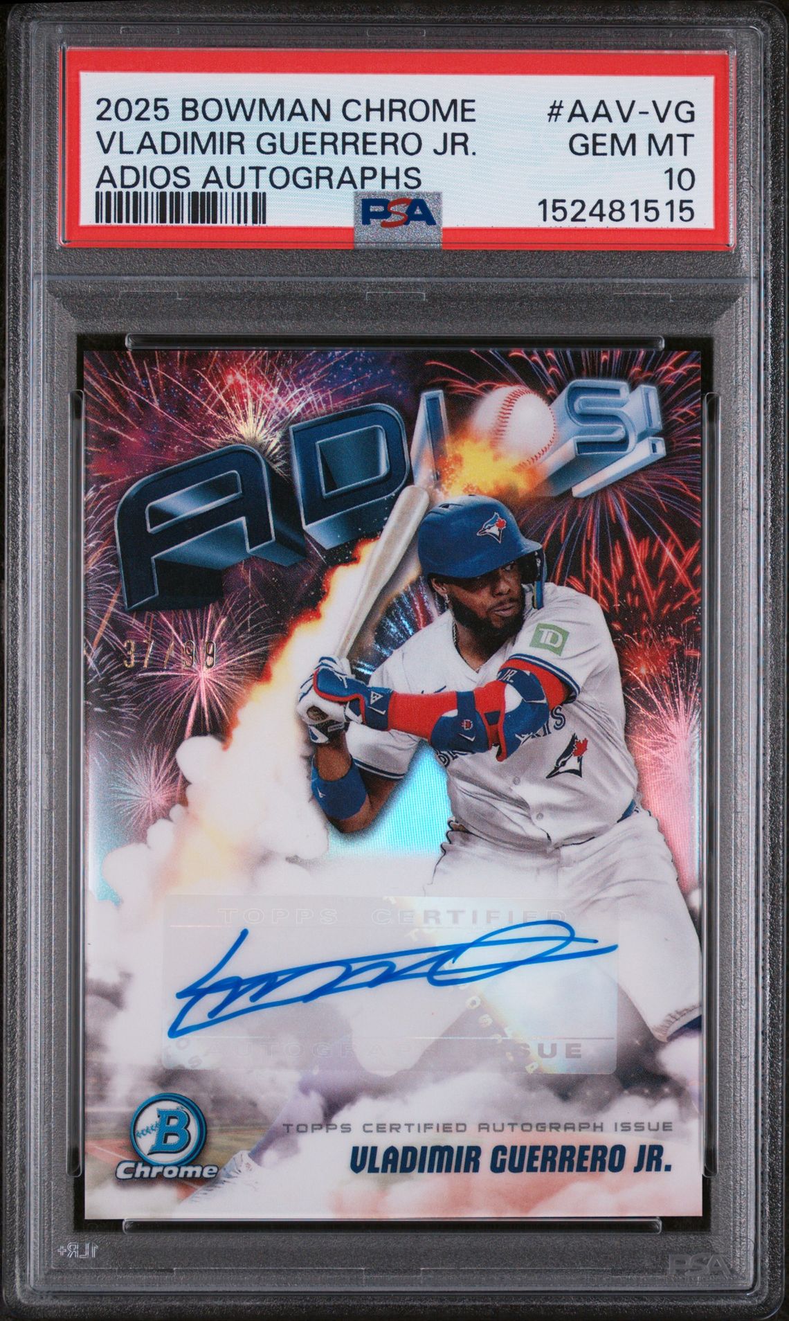 2025 Bowman BOWMAN CHROME ADIOS AUTOGRAPHS Blue #AAV-VG Vladimir Guerrero Jr. front