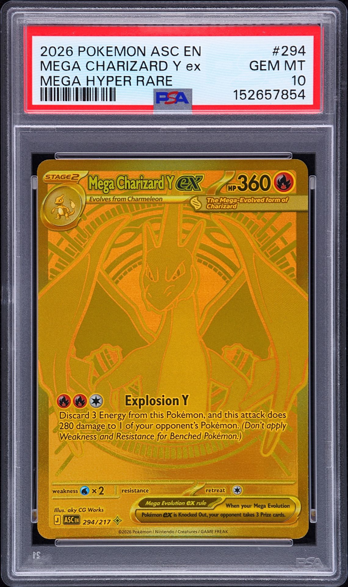 2026 Pokemon POKEMON ASC EN-ASCENDED HEROES MEGA HYPER RARE #294 Mega Charizard Y Ex front