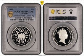 1989 50C Commonwealth Games Ag PR70DCAM