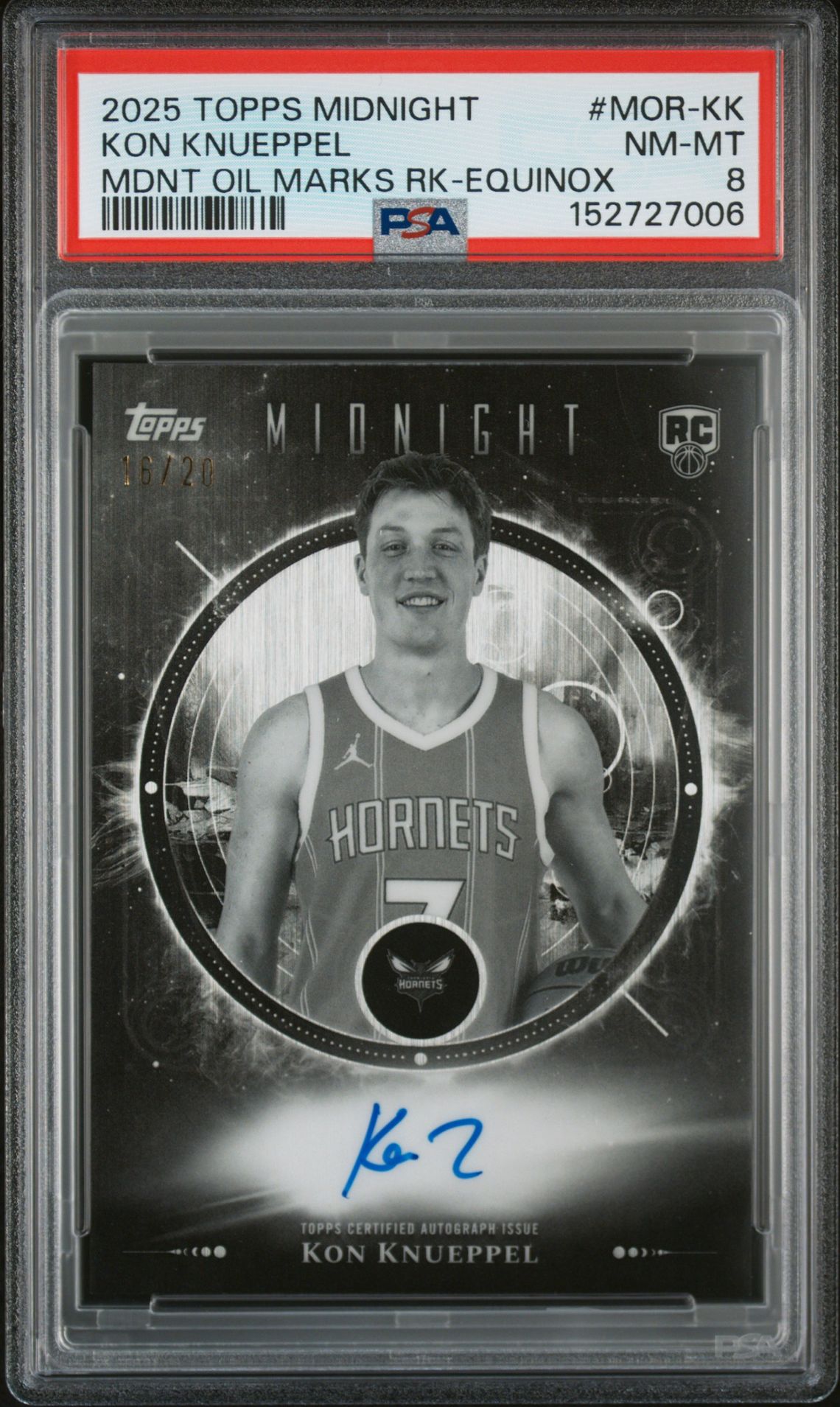 2025 Topps TOPPS MIDNIGHT MIDNIGHT OIL MARKS ROOKIES MDNT OIL MARKS RK-EQUINOX #MOR-KK Kon Knueppel front