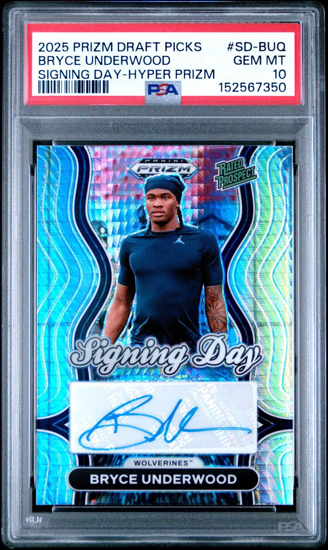 2025 Panini PANINI PRIZM DRAFT PICKS SIGNING DAY HYPER PRIZM #SD-BUQ Bryce Underwood front