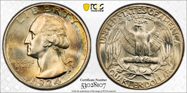 1934 25C Heavy Motto MS64