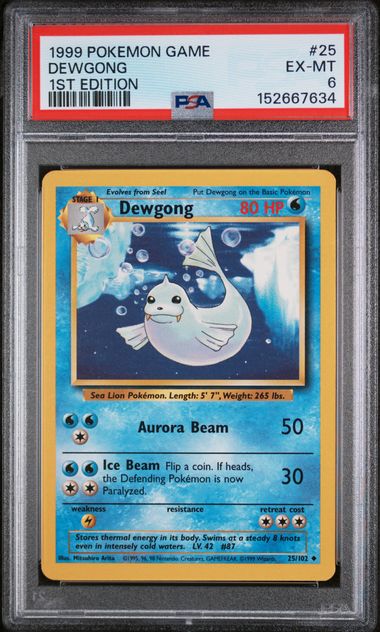 1999 Pokemon Base Set 1st Edition #25 Dewgong front