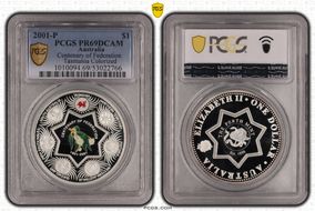 2001-P $1 Centenary of Federation Tasmania Colorized PR69DCAM