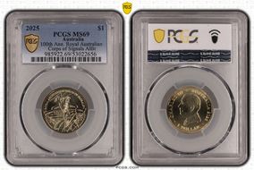 2025 $1 100th Ann. Royal Australian Corps of Signals AlBr MS69