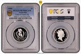 1990 $1 Year of Peace Ag PR70DCAM