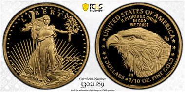 2025-W $5 Gold Eagle PR70DCAM