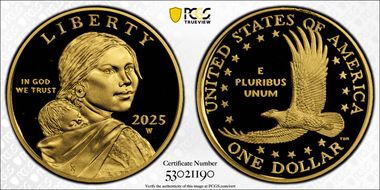 2025-W SAC$1 25th Anniversary .9999 Au PR70DCAM