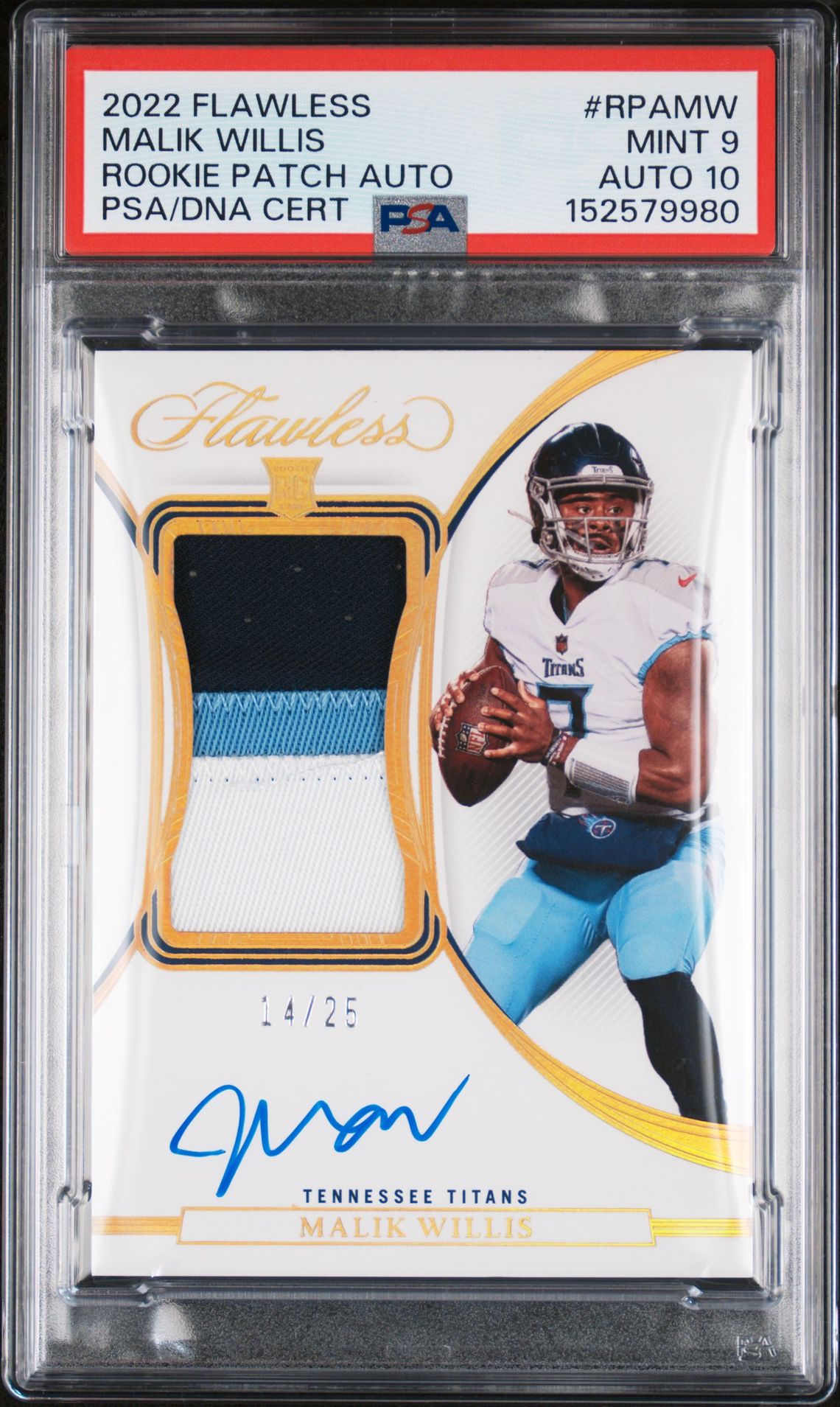 2022 Panini PANINI FLAWLESS ROOKIE PATCH AUTOGRAPHS #RPAMW Malik Willis front