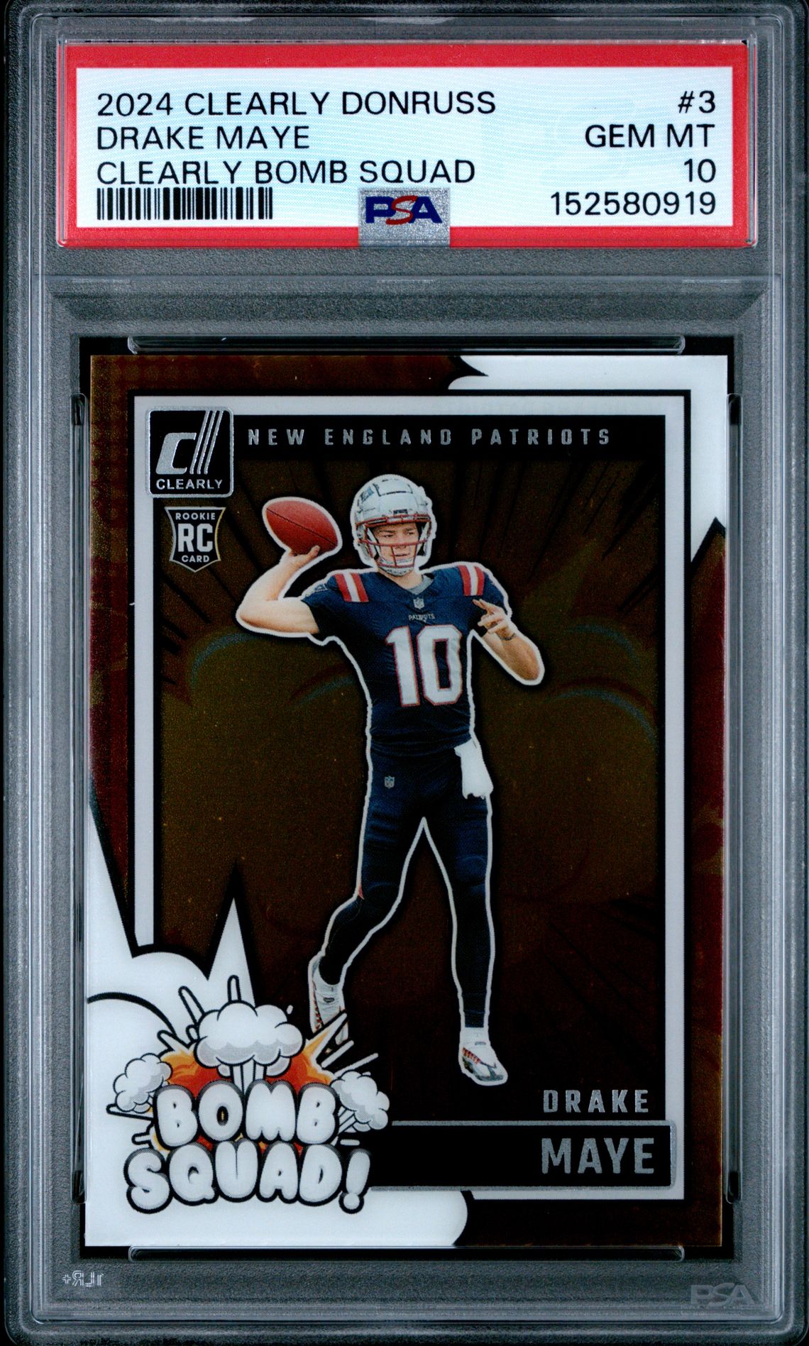 2024 Panini PANINI CLEARLY DONRUSS CLEARLY BOMB SQUAD #3 Drake Maye front